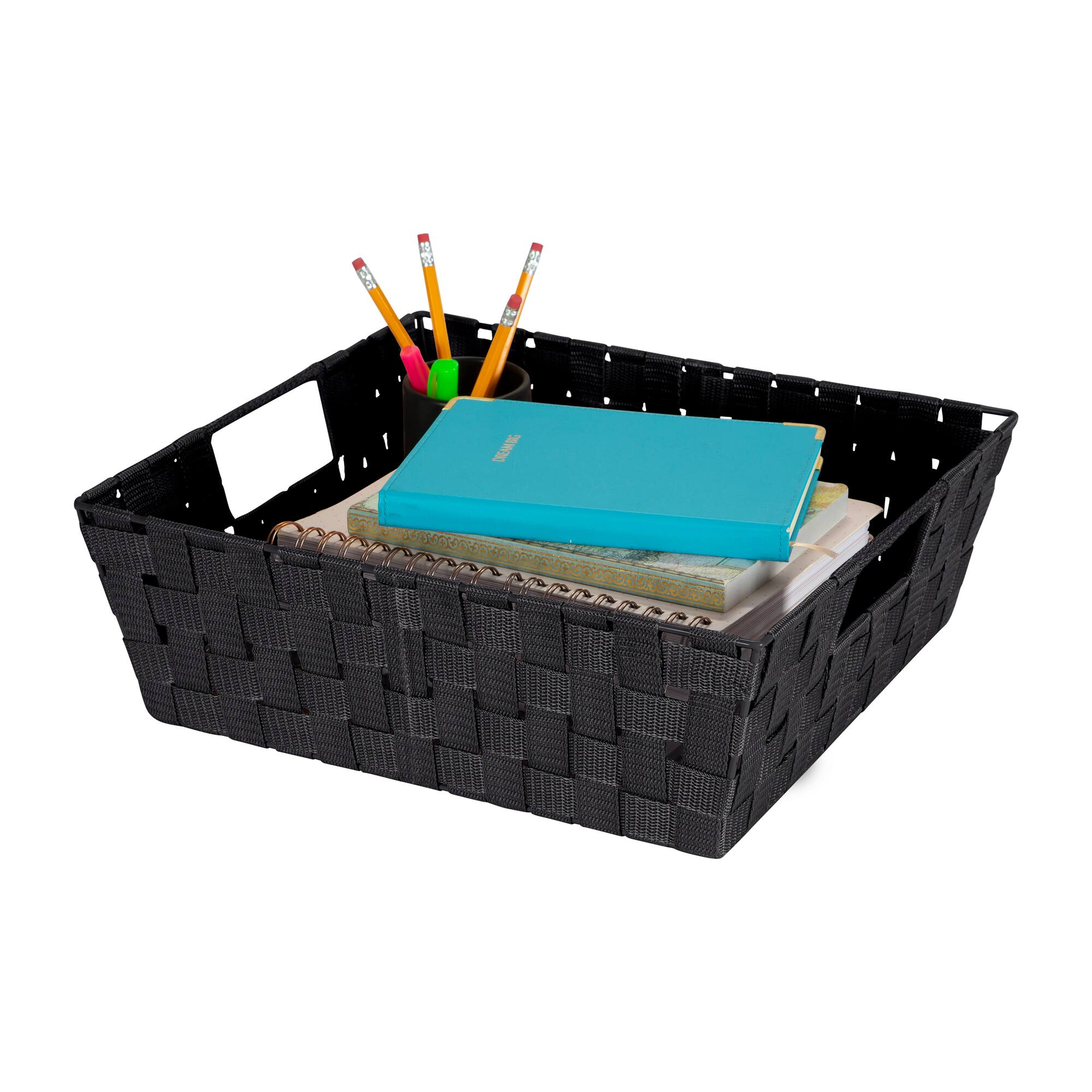 Simplify Black Large Storage Shelf Tote Set